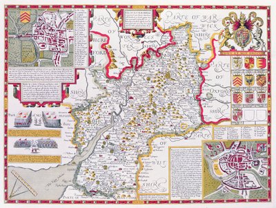 Gloucestershire, gravé par Jodocus Hondius (1563-1612) d